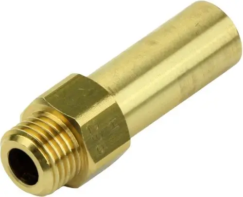 Messing-Gasdüse von Bosch mit Gewinde und zylindrischer Form, geeignet für verschiedene Anwendungen im Bereich der Gasversorgung.